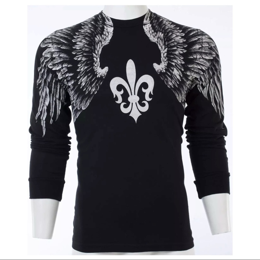 Xtreme Couture AFFLICTION Men's Long Sleeve Shirt AEROSMITH Biker Black - Picture 6 of 8